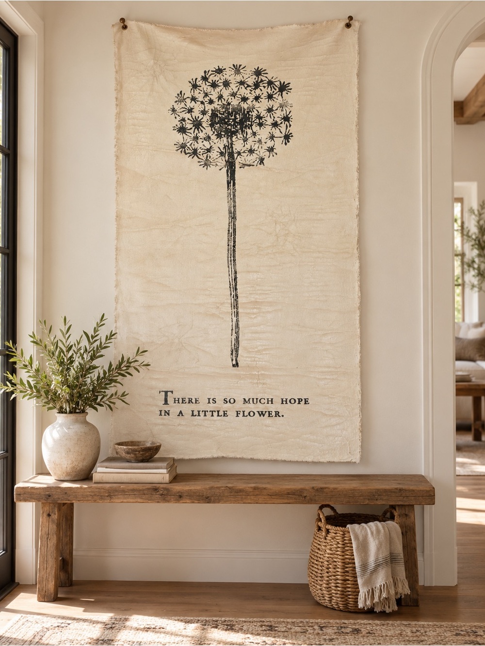 Sugarboo & Co Botanical Wall Tarp 32x63 “There Is So Much Hope” Flower Canvas